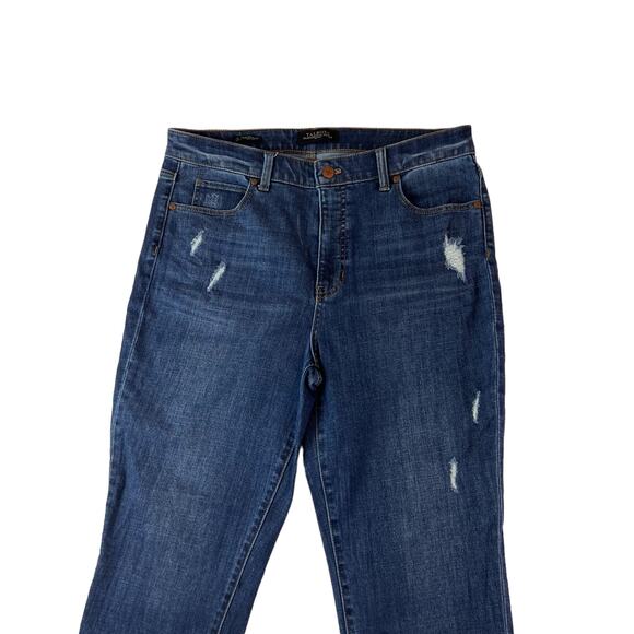 Talbots sz. 8 P Flawless 5 pocket slim straight leg denim jeans distressed #1603 - Picture 4 of 9